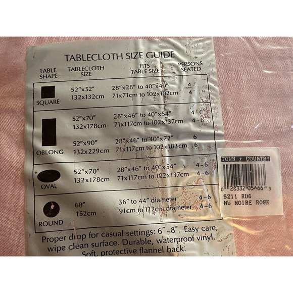 Town & Country Linen Moire Flannel Backed Vinyl Tablecloth 60 inch ROUND - Picture 6 of 6